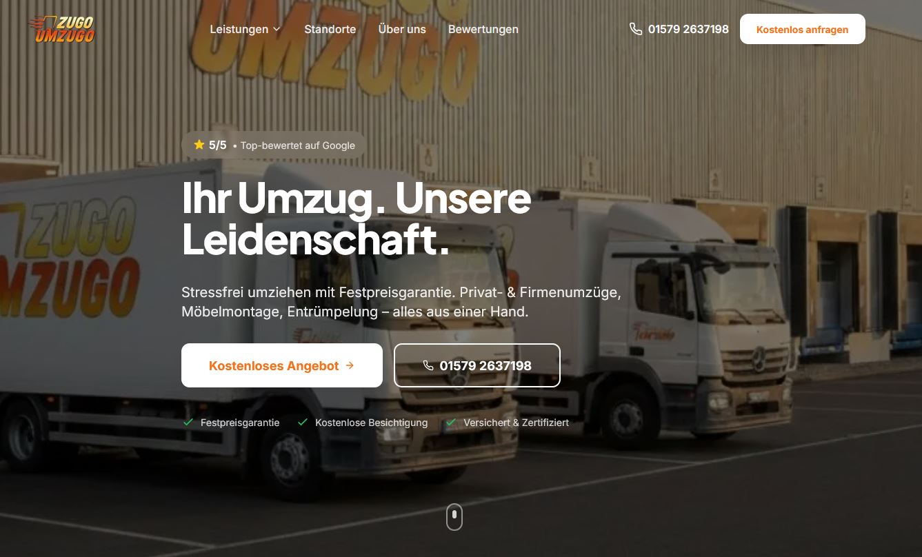 Zugo Umzugo — fertige Website